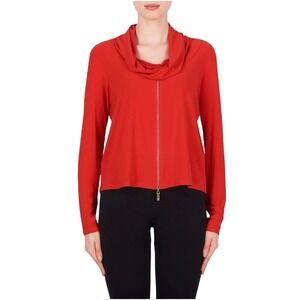 Joseph Ribkoff Red‎ Cowl Neck Long Sleeve Full Zip Top